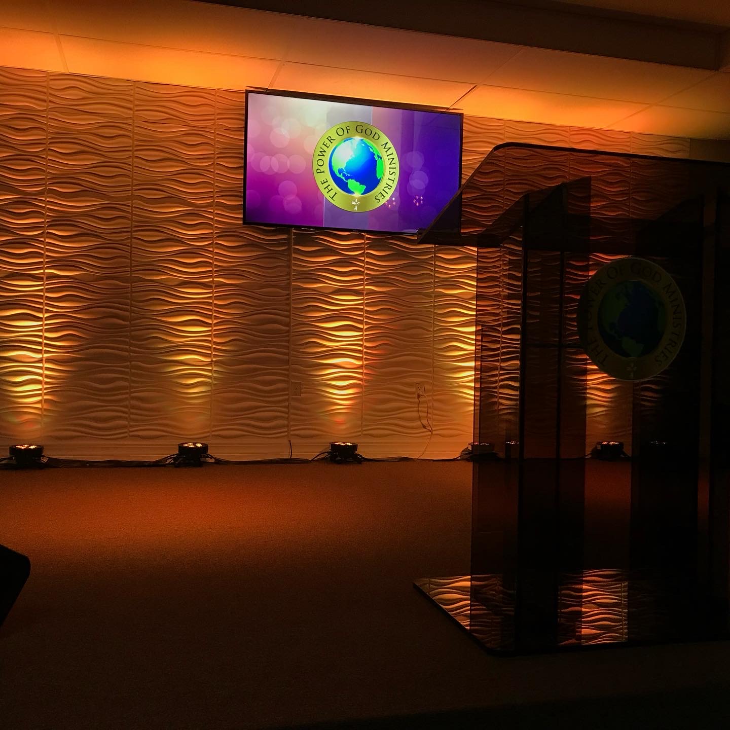 Church stage lighting installation