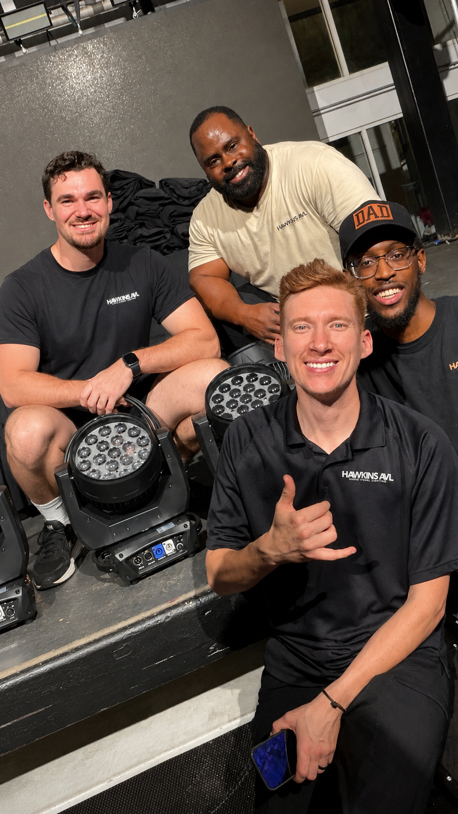Hawkins AVL team with lighting gear