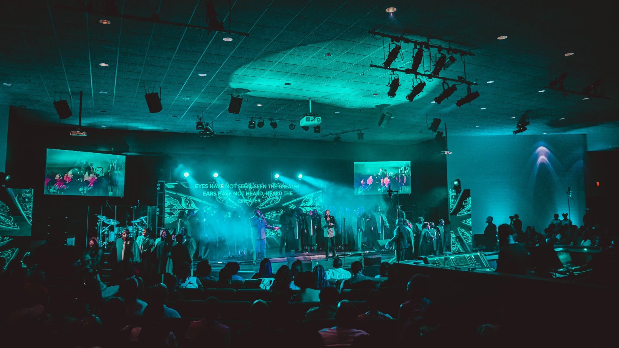 Large LED wall worship production
